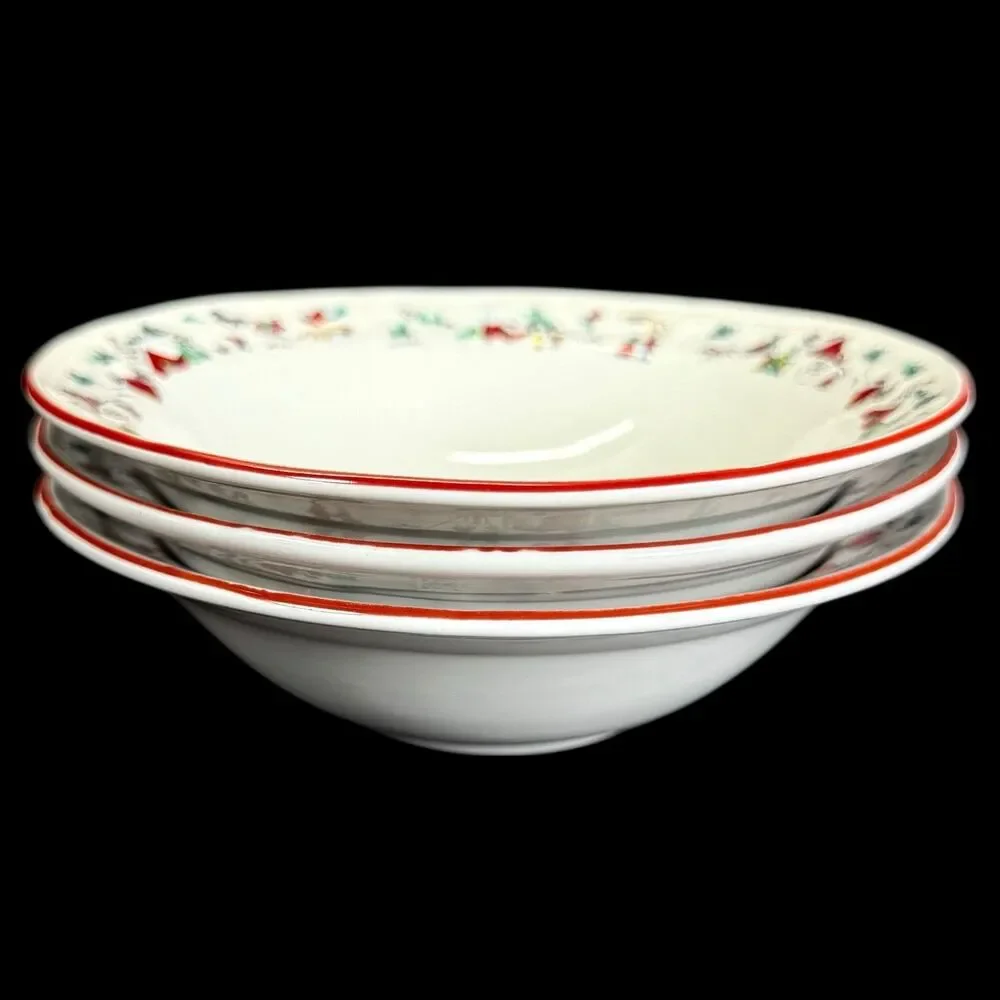 Vintage Farberware 1995 White Christmas #391 Babanovsky-Lot of 3 Cereal‎ Bowls